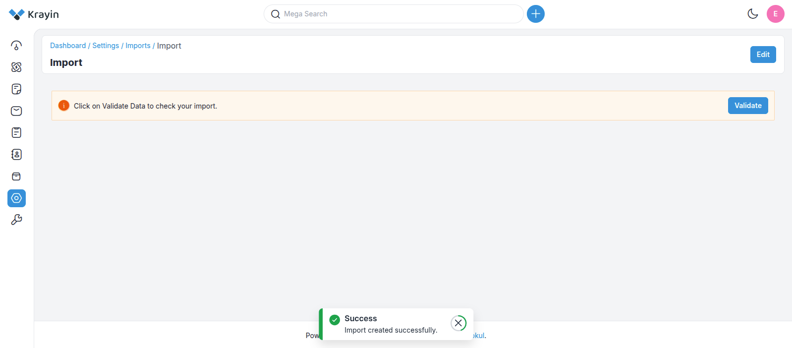 Import Success Page